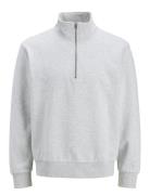 Jack & J S Jjeurban Edge Sweat Half Zip Stydaw24 Ln Grå