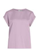 Vila Viellette S/S Satin Top - Noos Rosa