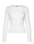 Tommy Jeans Tjw Slim Pointelle Rib Tee Ls Vit