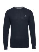 GANT Cotton Pique C-Neck Marinblå