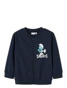 Name It Nmnjax Smurf Nreg Sweat W Zip Unb Bfu Marinblå