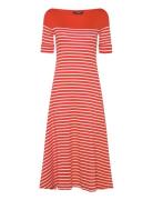 Lauren Ralph Lauren Striped Cotton Midi Dress Orange