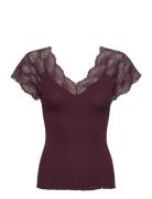 Rosemunde Beatha Silk Top W/Lace Burgundy