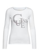 GUESS Jeans Ls Rn Guess Studded Logo Tee Vit