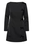 French Connection Fenix Satin Bow Ls Dress Svart