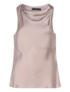 Mango Draped Neck Satin Top Rosa