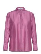 Mango Satin Lyocell Shirt Rosa