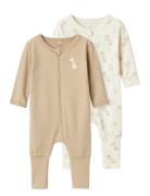 Name It Nbnnightsuit 2P Zip Ff Jet Giraffe Noos Beige