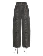 ROTATE Birger Christensen Denim Laced Leg Pants Svart