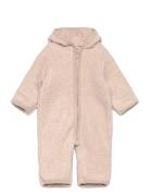 Huttelihut Pram Suit Ears Cot. Fleece Beige