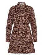 Mango Leopard-Print Shirt Dress Brun