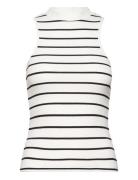 Mango Perkins Collar Striped Top Vit