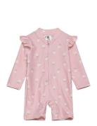 Lindex Sunprotection Suit W Frill Rosa