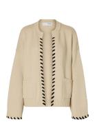 Selected Femme Slfjilli Ls Knit Detail Cardigan Beige