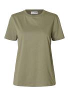 Selected Femme Slfmyessential Ss O-Neck Tee Noos Khaki Green