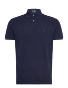 Polo Ralph Lauren Custom Slim Fit Big Pony Mesh Polo Shirt Marinblå