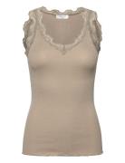 Rosemunde Rwbeatha Sl V-Neck Lace Top Khaki Green