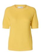 Selected Femme Slfelinna New Ss Knit Top Noos Gul