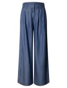 Selected Femme Slfjanna Hw Pleated Chambray Pant B Blå