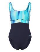 Speedo Womens Shaping Contoureclipse Printed Swimsuit Marinblå