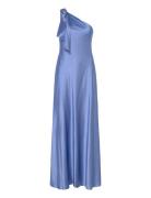 Lauren Ralph Lauren Satin Charmeuse -Shoulder Gown Blå