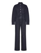 Mango Rinse-Wash Denim Jumpsuit With Belt Blå