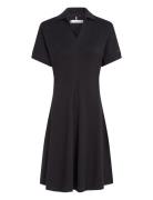 Tommy Hilfiger Lyocell Open-Nk F&F Polo Dress Svart