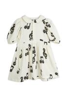 Mini Rodini Note Aop Muslin Ss Dress Vit