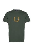 Fred Perry Textr Laurel Wreath Tee Grön