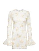 ROTATE Birger Christensen Flower Mesh Mini Dress Kräm