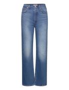 Levi's® Ribcage Full Length Med Indigo - Worn In Blå