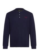 Polo Ralph Lauren Waffle-Knit Henley Sleep Shirt Marinblå