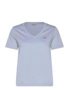 GANT Reg Shield Ss V-Neck T-Shirt Blå