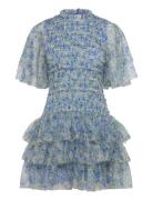 Malina Minnie Short Sleeve Lace Mini Dress Blå