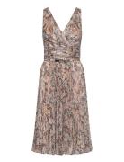 Lauren Ralph Lauren Floral Metallic Chiffon Cocktail Dress Brun