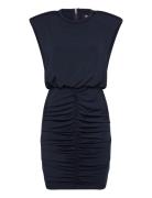 ROTATE Birger Christensen Slinky Ruched Mini Dress Marinblå