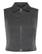 Monki Sleeveless Twill Waistcoat Grå