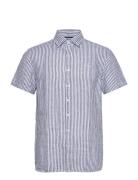 Sebago Linen Shirt Short Sleeve Marinblå