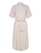 GANT Reg Linen Striped Shirt Dress Beige