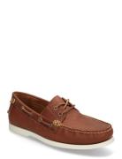 Polo Ralph Lauren Merton Color-Blocked Leather Boat Shoe Brun